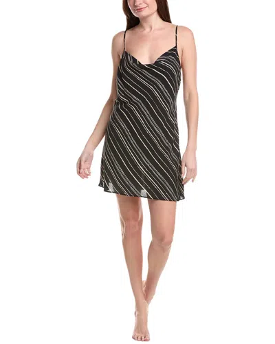Natori Tate Cowl Neck Silk-blend Chemise In Black