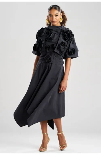 Natori Tech Cotton Taffeta 3d Embroidered Bolero In Black