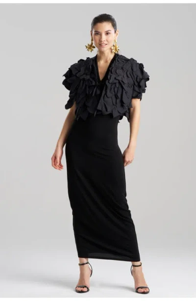 Natori Tech Cotton Taffeta Bolero With Embroidery In Black