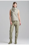 Natori Sleeveless Funnel-neck Taffeta Top In Pastel Green