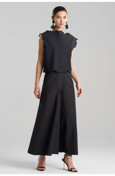 Natori Tech Cotton Taffeta Square Top With Embroidery In Black
