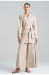 Natori Tech Cotton Taffeta Trench Coat In Beige