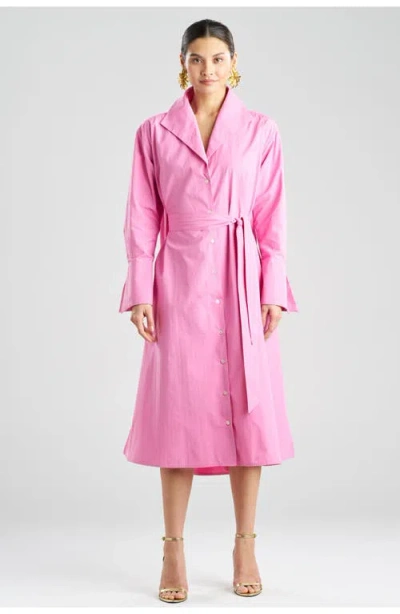 Natori Tech Cotton Taffeta Tunnel Belt Trapeze Dress In Pink