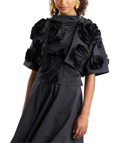 Natori Tech Taffeta 3d Embroidered Bolero In Black