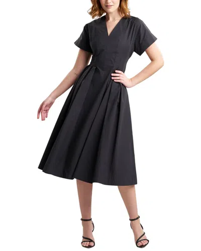 Natori Tech Taffeta Pleated Dress In Black