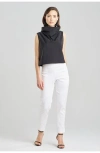 Natori Sleeveless Funnel-neck Cotton Poplin Shirt In Black