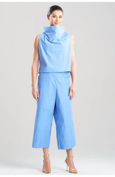 Natori Techno Poplin Crop Funnel Top In Blue