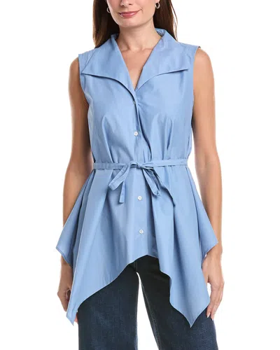 Natori Techno Poplin Handkerchief Hem Shirt In Blue
