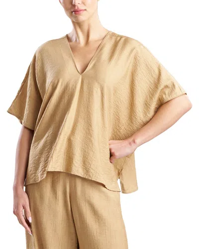 Natori Terra Foil Crinkle Caftan Shirt In Neutral