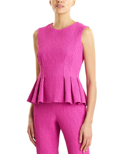 Natori Textured Cotton Jacquard Peplum Top In Pink