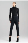 Natori Textured Cotton Jacquard Side Zip Tapered Pant In Black