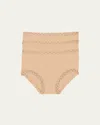 Natori Bliss Lace Trim High Rise Brief Underwear 3-pack 755058mp In Caf