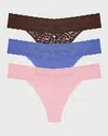 Natori Three-pack Bliss Perfection Thongs In Verbena