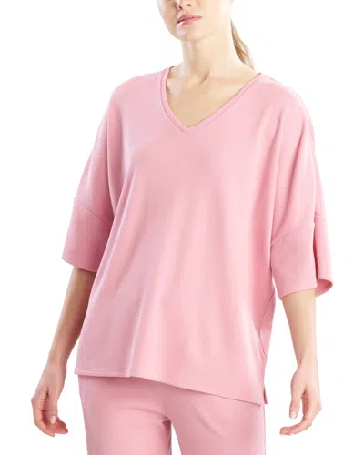 Natori Tranquility Waffle V-neck Top In Pink