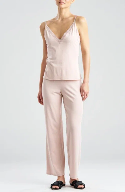 Natori True Bliss Lace Trim Jersey Pajamas In Pink