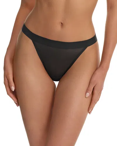 Natori True Zen Mesh Thong In Black