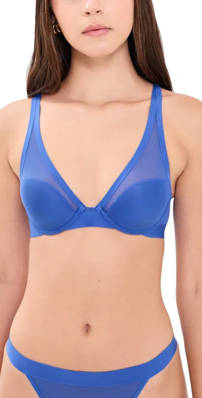 Natori True Zen Mesh Plunge T-shirt Bra In Blue