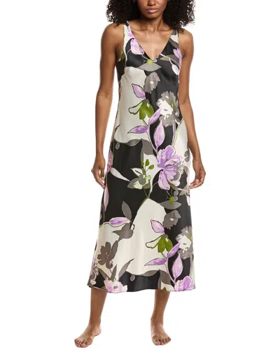 Natori Tsubaki Satin Tank Slip Dress In Black