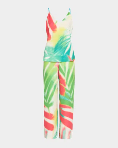 Natori Usami Botanical-print Charmeuse Pajama Set In Multi