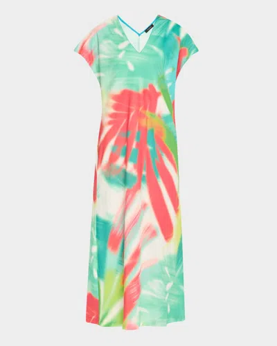 Natori Usami Matte Abstract-print Caftan In Multi