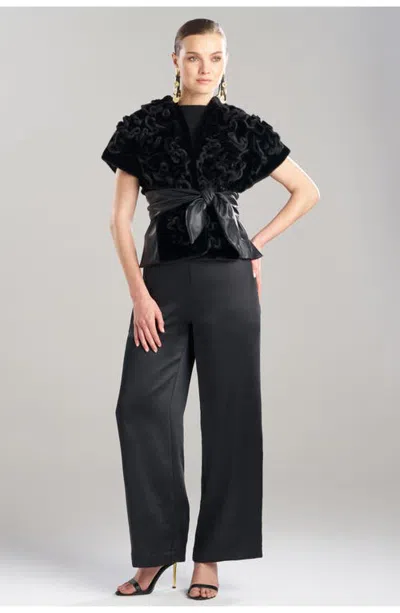 Natori Vegan Luxe Lambskin Faux Fur Wraped Vest In Black
