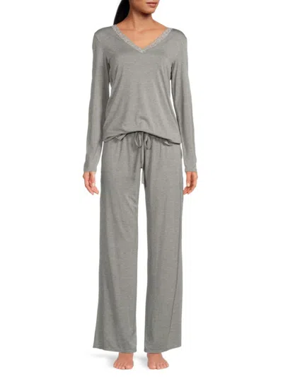 Natori Women's 2-piece Heathered Top & Pants Pajama Set In Heather Grey