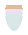 Natori Bliss Bare Cotton High Cut Brief 3-pack In Multi