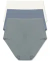 Natori Women's 3-pk. Bliss Bare Cotton High-waist Brief Underwear 778346mp In Seaglass/country Blue/ivory