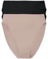 Natori Bliss Bare Cotton High Cut Brief 3-pack In Black,black,cafe