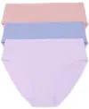 Natori Bliss Bare Cotton Hipster 3-pack In Lilac Drm,glacier Blue,potpour