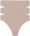 Natori Bliss Bare Cotton Thong 3-pack In Cafe