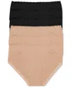 Natori Lace-trim French-cut Briefs, Pack Of 6 In Black,cafe