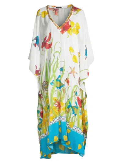 Natori Women's Aquatic Cotton-silk Maxi Dress In Warm White Multi