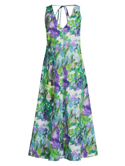 Natori Women's Ayame Floral Watercolor-print Maxi Dress In Neutral