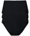 Natori Bliss Bare Cotton High Waist Brief 3-pack In Black,black,black