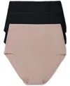 Natori Women's Bliss Bare Cotton 3-pk. High-waist Brief Underwear 778346mp In Black,black,cafe