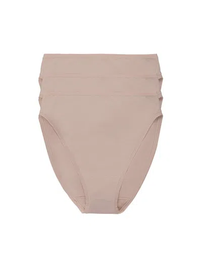 Natori Bliss Bare Cotton High Cut Brief 3-pack In Pink
