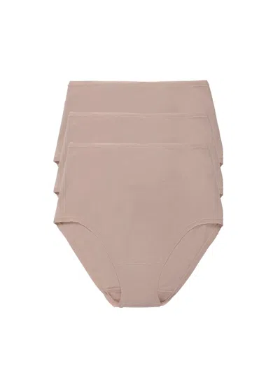 Natori Bliss Bare Cotton High Waist Brief 3-pack In Nude