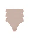 Natori Bliss Bare Cotton Thong 3-pack In Brown