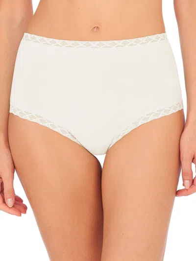 Natori Bliss Lace-trim High Rise Cotton Brief 755058 In Ivory