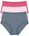 Natori Bliss Lace-trim Cotton Brief Underwear 3-pack 156058mp In Multi