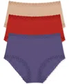 Natori 3-pack Cotton Full Briefs In Dark Cherry,nightfall,black