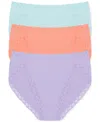 Natori Bliss Cotton Girl Brief 3-pack In Lilac Dream,rosy Coral,whp Mnt