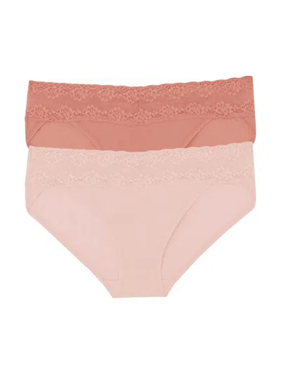 Natori Women's Bliss Perfection Lace Trim One Size Bikini Brief 2-pack