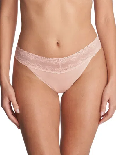 Natori Bliss Perfection Lace-waist Thong Underwear 750092 In Cameo Rose (nude )