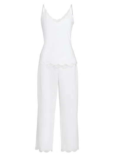 Natori Women's Bliss Serenity Lace-trimmed Cotton Jersey Pajamas In White