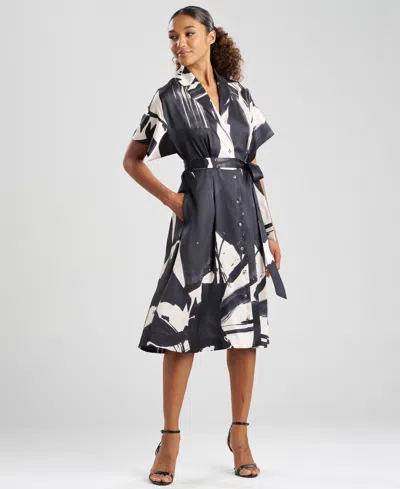 Natori Women's Brushstroke Short-sleeve Dress In Black