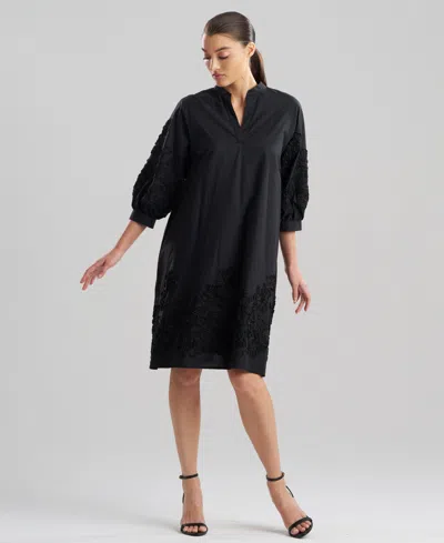 Natori Women's Carnation Embroidery V-neck Dress In Black