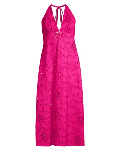 Natori Women's Cotton Eyelet Halter Dress In Pink