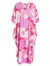 NATORI WOMEN'S CROISETTE ABSTRACT FLORAL COVER-UP CAFTAN